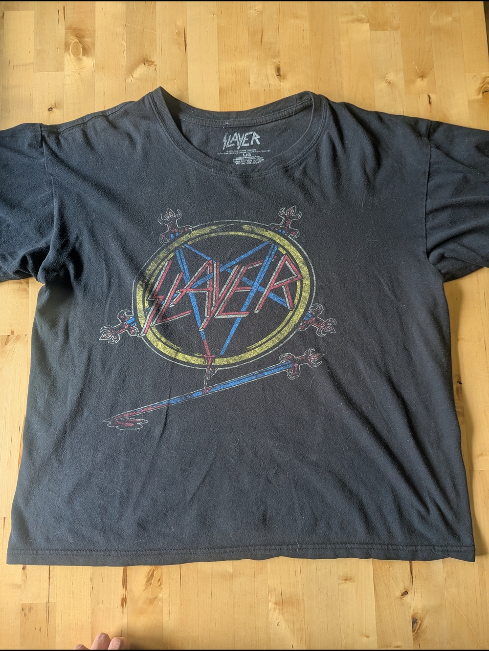 Slayer Hell Awaits Black Graphic Band Tee 100% Cotton Size Large